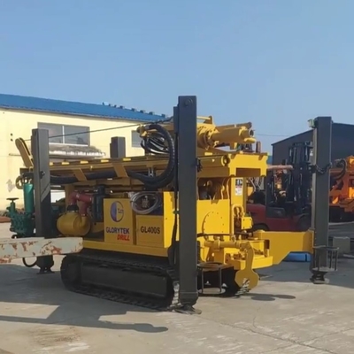 डीजल Gl400s 400m वाटर वेल ड्रिलिंग रिग मशीन Dth हाइड्रोलिक स्टील ट्रैक चेसिस