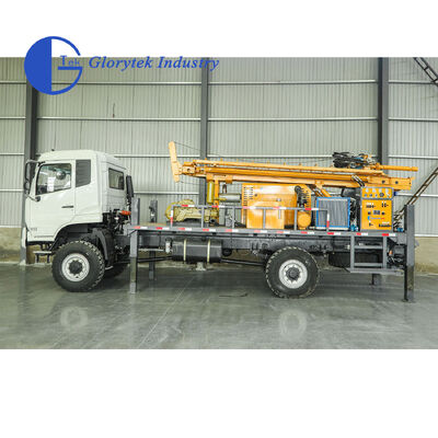 पूर्ण हाइड्रोलिक डोंगफेंग 4X4 ट्रक बोरहोल ड्रिलिंग रिग, 500 मीटर गहराई, 105-350 मिमी छेद आकार